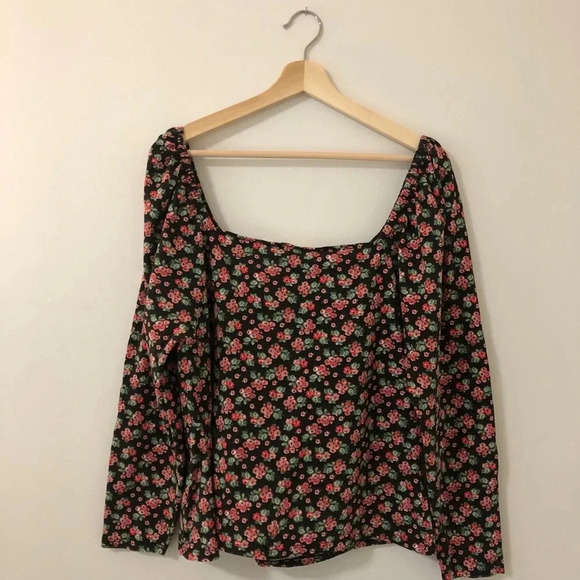 NWOT Boden Floral Long Sleeve Sweetheart Neck Stretch Size 20/22 Romantic Top - Picture 5 of 9